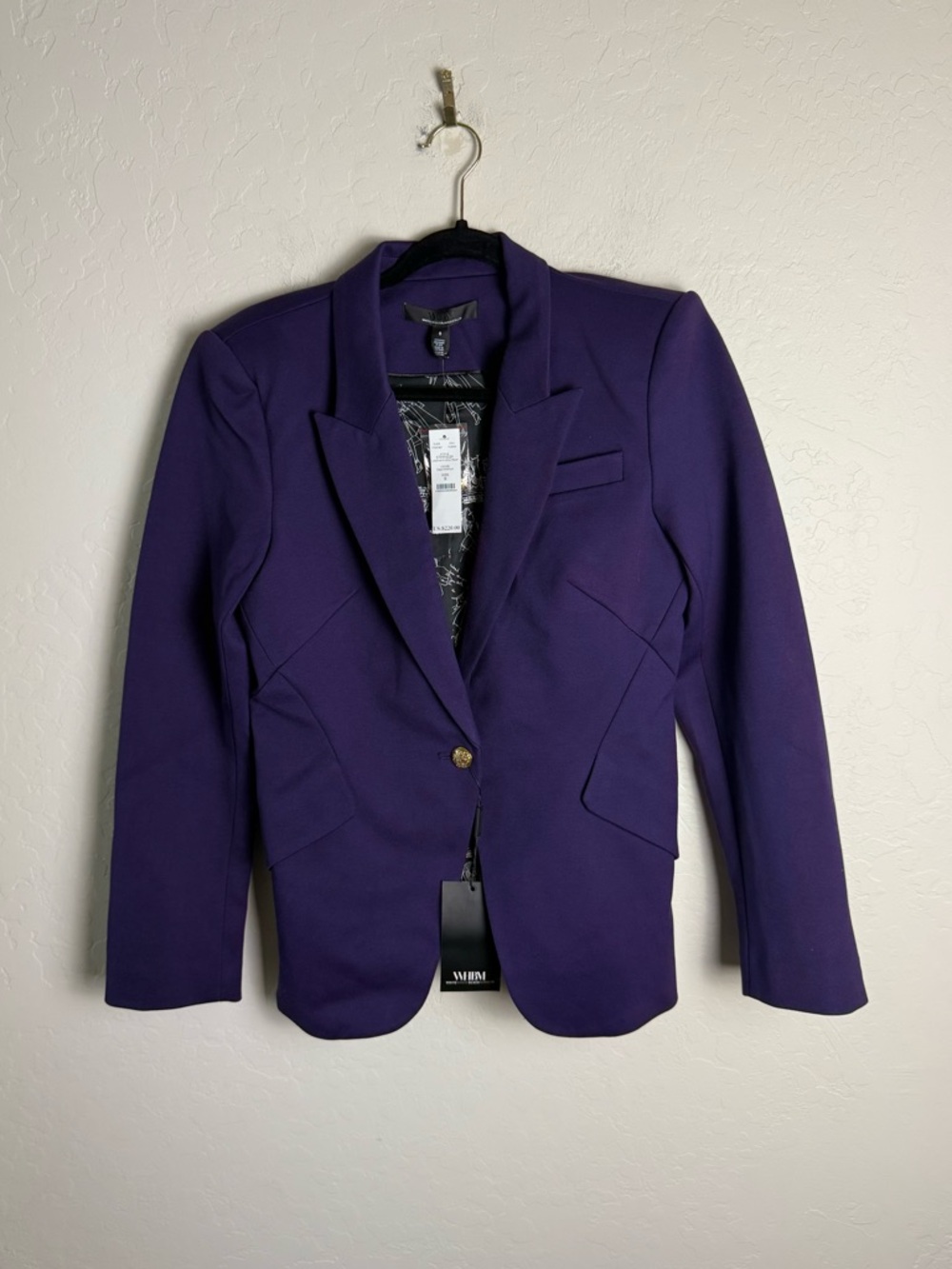 WHBM White House Black Market Luxe Stretch Editor Blazer Jacket Deep Amethyst - Picture 3 of 13